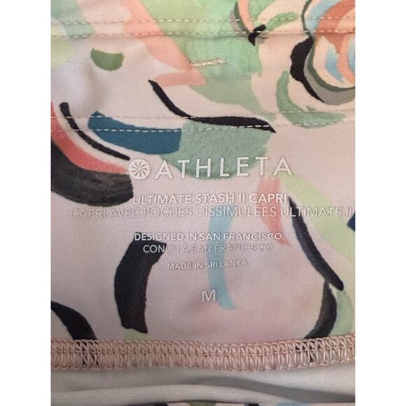 Athleta Ultimate Stash II Capri Leggings WOMENS SIZE MEDIUM Floral Print 987260 - Picture 5 of 10